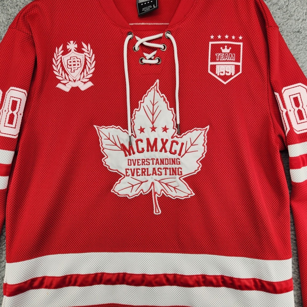 Vintage Stadium South Pole MCMXCI Jersey Mens Size L Hockey Jersey Sweater Red - Picture 2 of 5